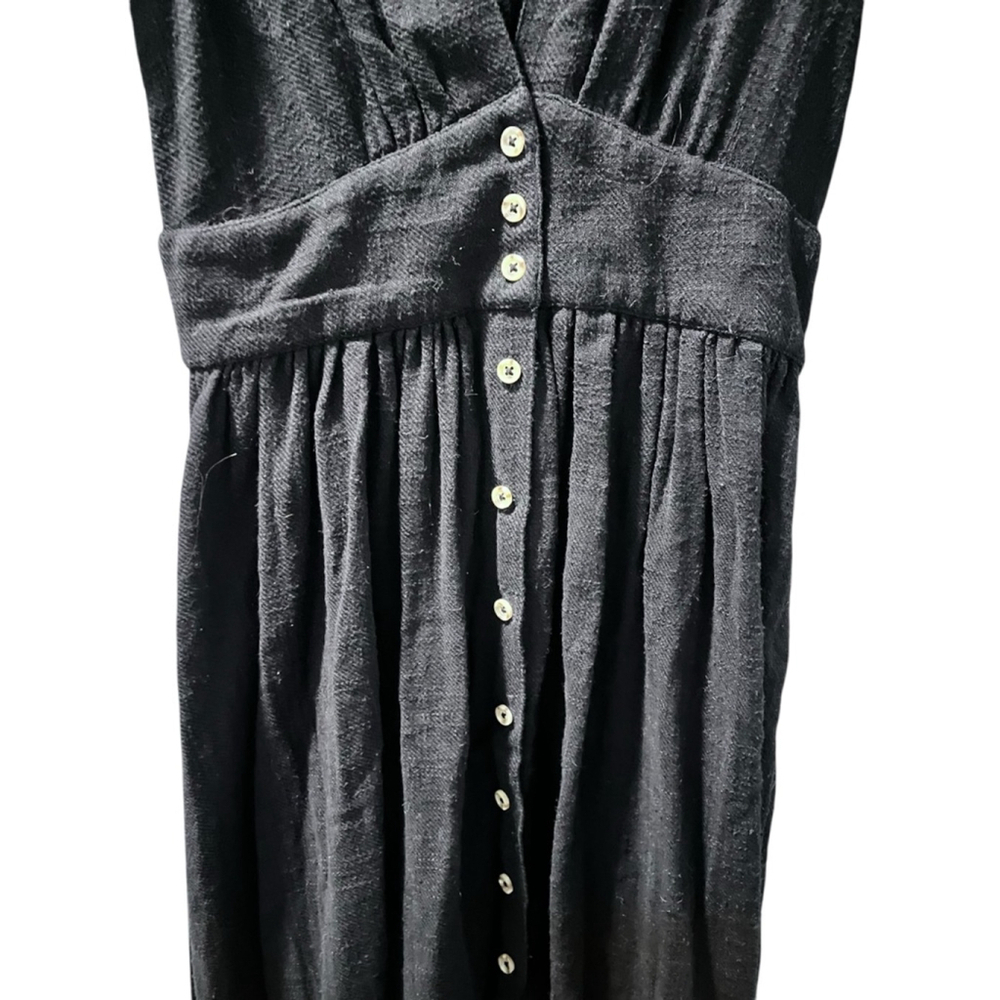 Free People Love Of My Life Black Midi Button Down Dress Size XS Cotton $108 - Picture 7 of 9